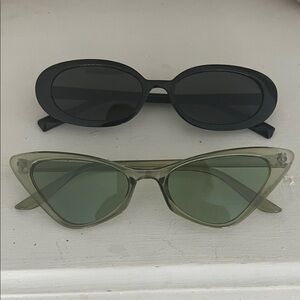 Chic Black and Green Cat-Eye Sunglasses